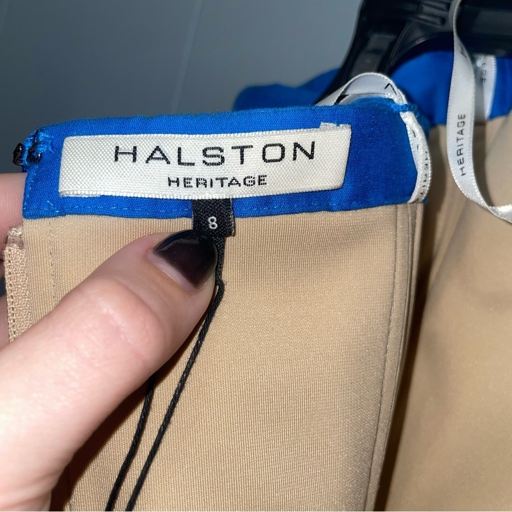 Halston Heritage NWT Strapless Dress with Peplum in Lapis Blue Size 8 - Picture 9 of 10